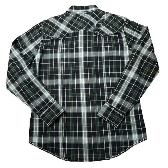 BKE Black Green Plaid Pearl Snap Button-Down Western Men's Shirt Size M - Picture 3 of 16